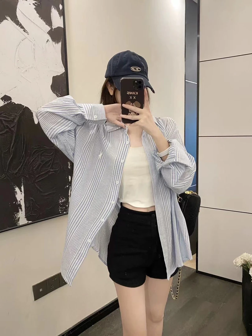 POLO条纹休闲长袖衬衫 薄款