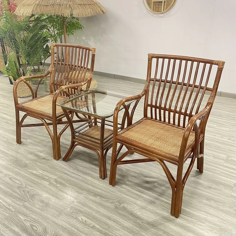 排条太师椅家用阳台办公椅藤编阳台套装单人椅书套装主人位