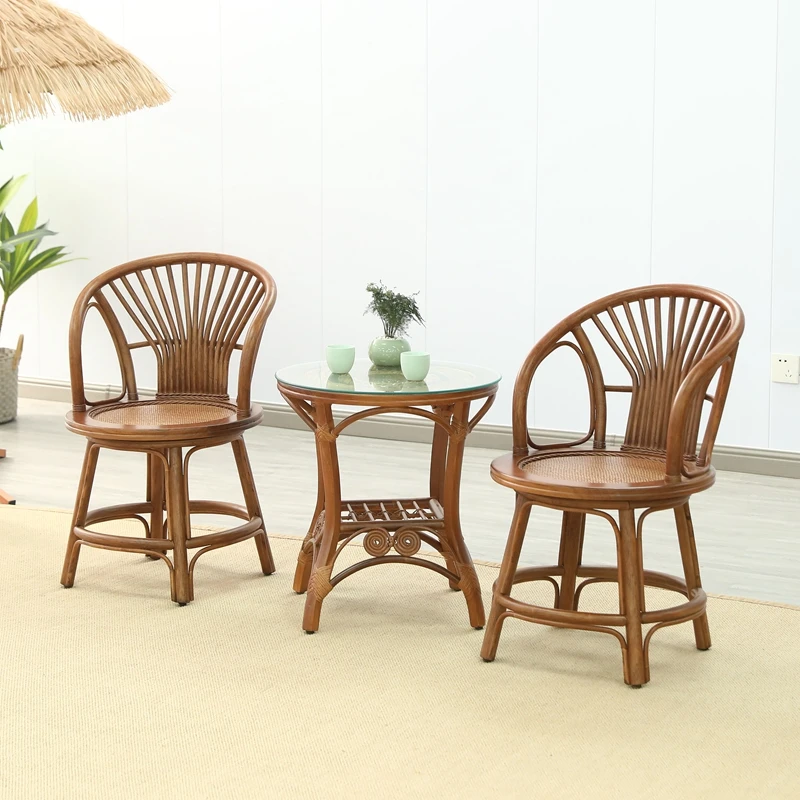 出口外单胡桃色单杆扇形小转椅藤编藤椅麻将椅化妆凳电脑椅学习椅