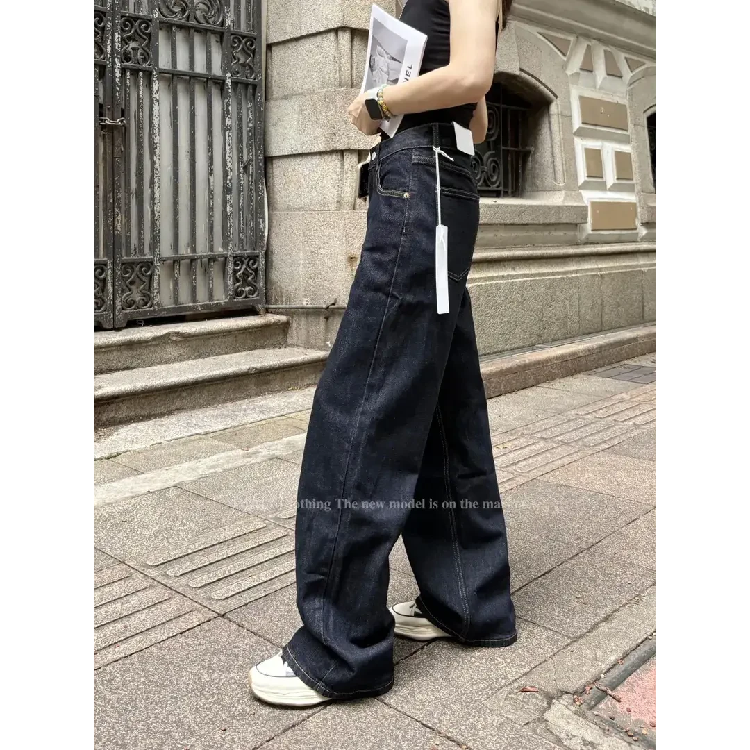 SU【007】花66愫卿MWMA加植绒断货王深蓝单宁色粉标窄版直筒牛仔裤~