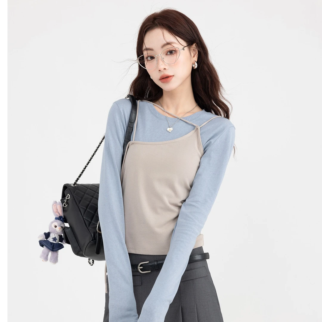 【OYANXI！清清！】叠穿趣味长袖长袖针织衫春秋时尚T恤LY-227429