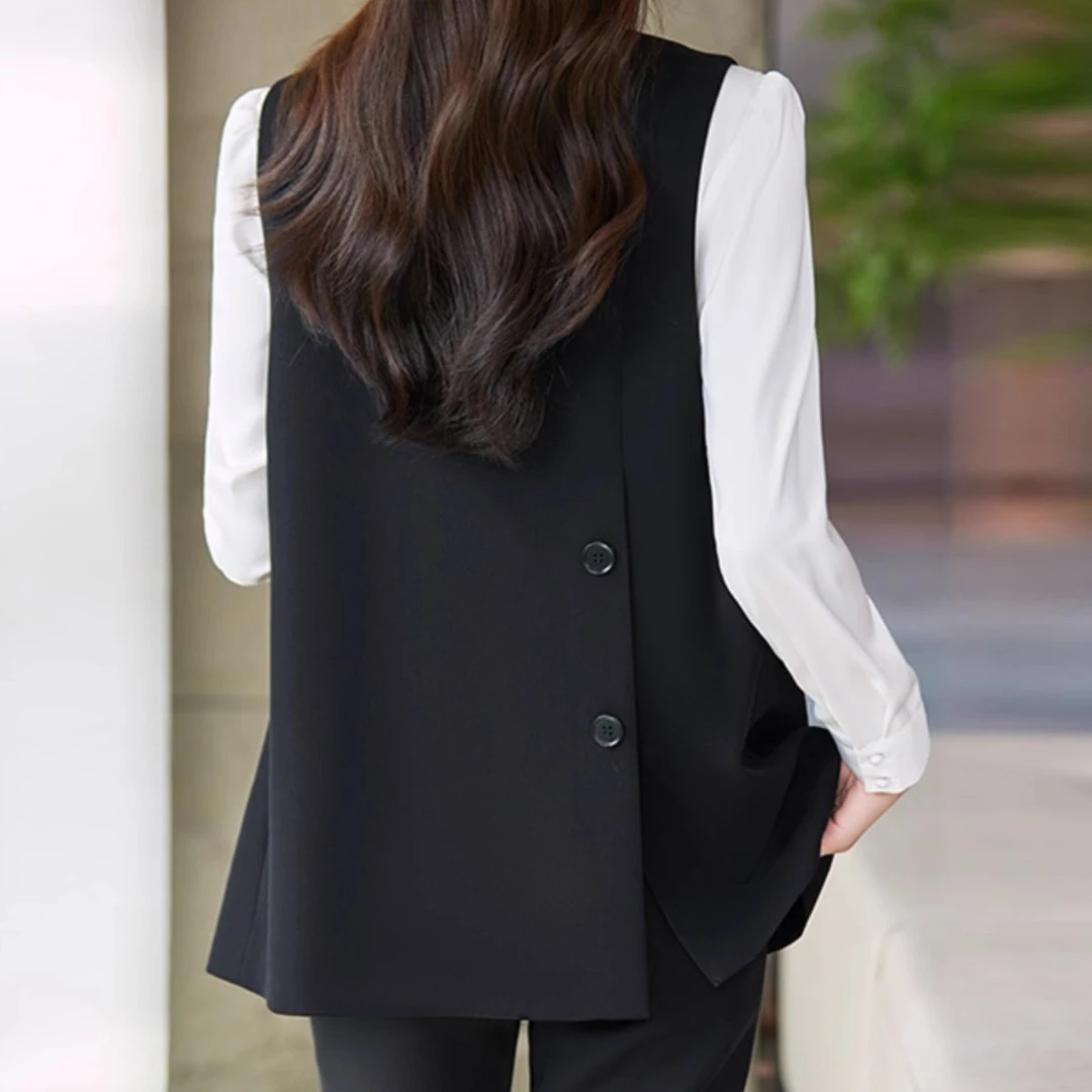 无袖西装马甲外套女春秋2025新款气质职业休闲大码背心小马夹