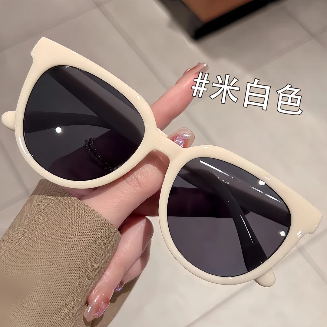 网红奶茶色框墨镜女高颜值百搭显脸小个性街拍防紫外线偏光太阳镜