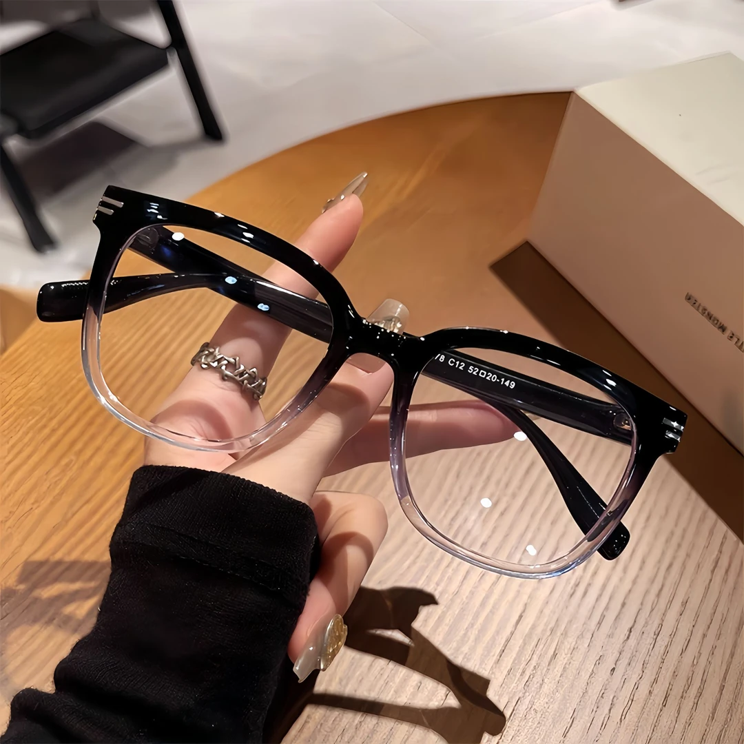 圆脸素颜黑框防蓝光防辐射平光眼镜新款潮流百搭大框显脸小近视镜