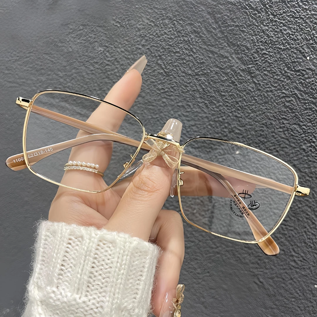 复古金丝边方框防蓝光眼镜可配近视变色潮流大框显脸小防辐射平光