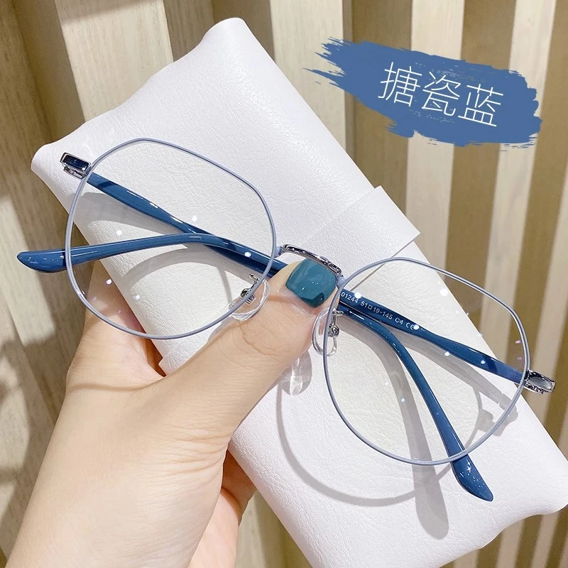超轻定制成品近视眼镜女有度数金属多边形复古网红韩版防辐射平光