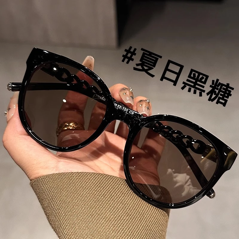 2024新款复古黑框墨镜女近视有度数防紫外线遮阳偏光开车太阳眼镜