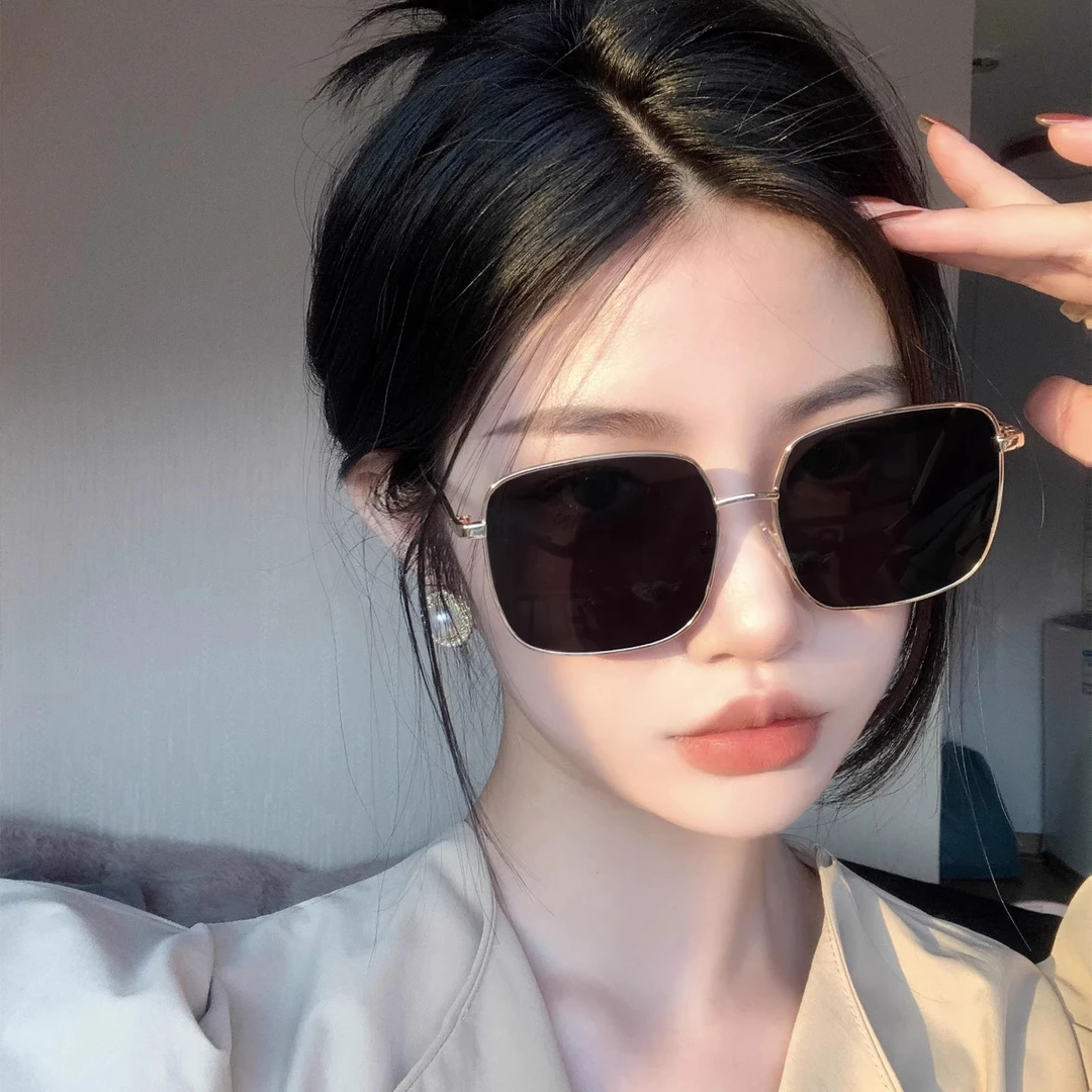 网红款金丝大框墨镜女潮流百搭大脸显瘦遮阳防紫外线偏光太阳眼镜
