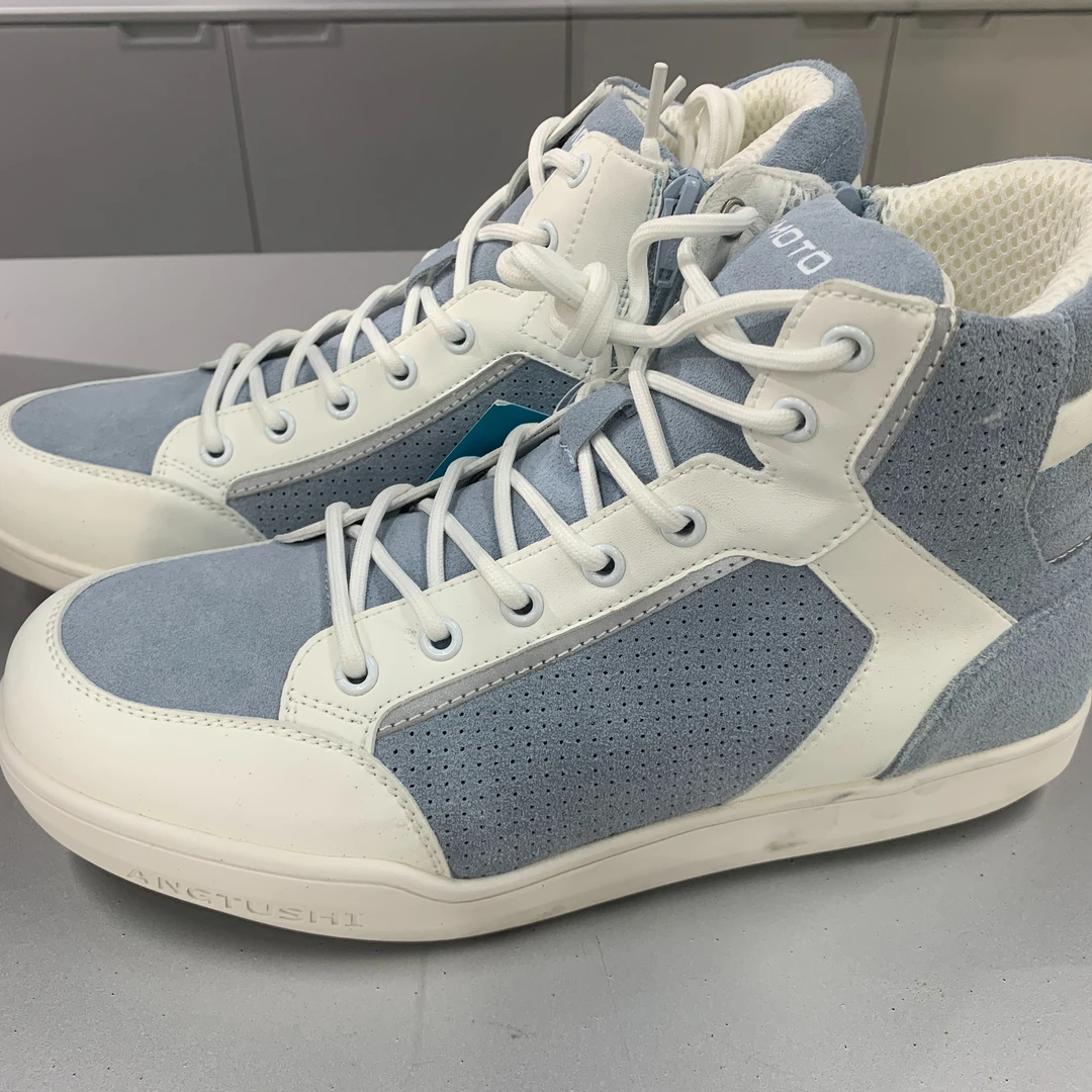 春风休闲骑士靴粉蓝