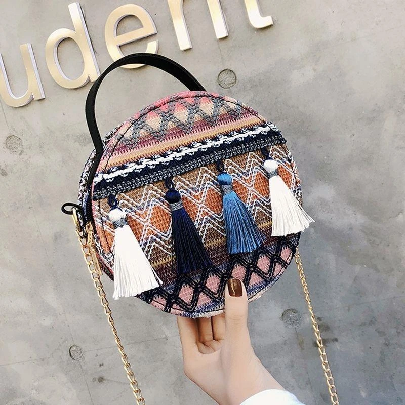 出行包新款韩版百搭斜挎包原宿民族风链条少女小挎包打卡包神器