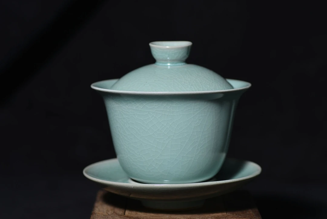 464清凉寺仿古釉天青釉 三才盖碗