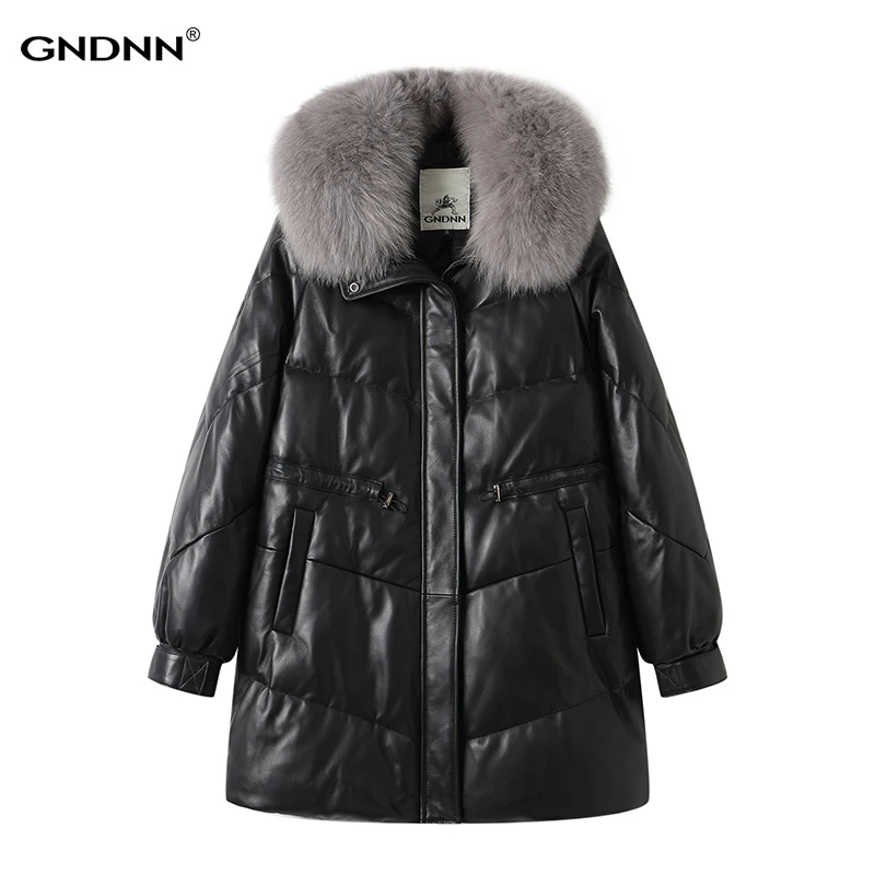 冬新款 加肥加大码海宁中长款真皮羽绒服女皮衣胖妈妈装外套200斤