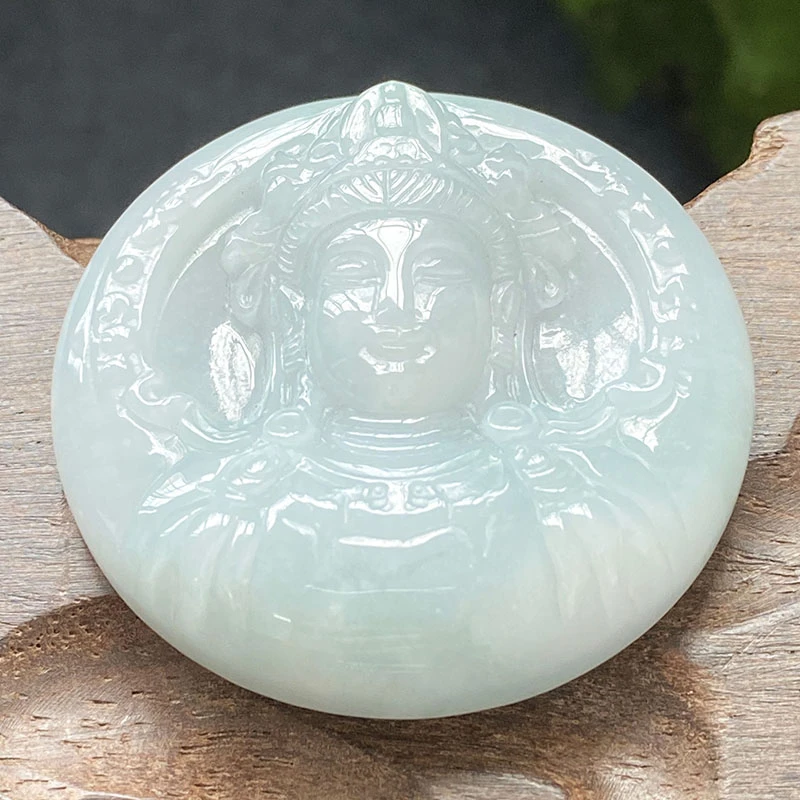 天然翡翠观音头吊坠缅甸A货观音玉牌挂件玉石男女款(多样性发货)