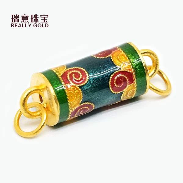 【活动】黄金足金999高温烧蓝转运珠黄金首饰吊坠挂坠
