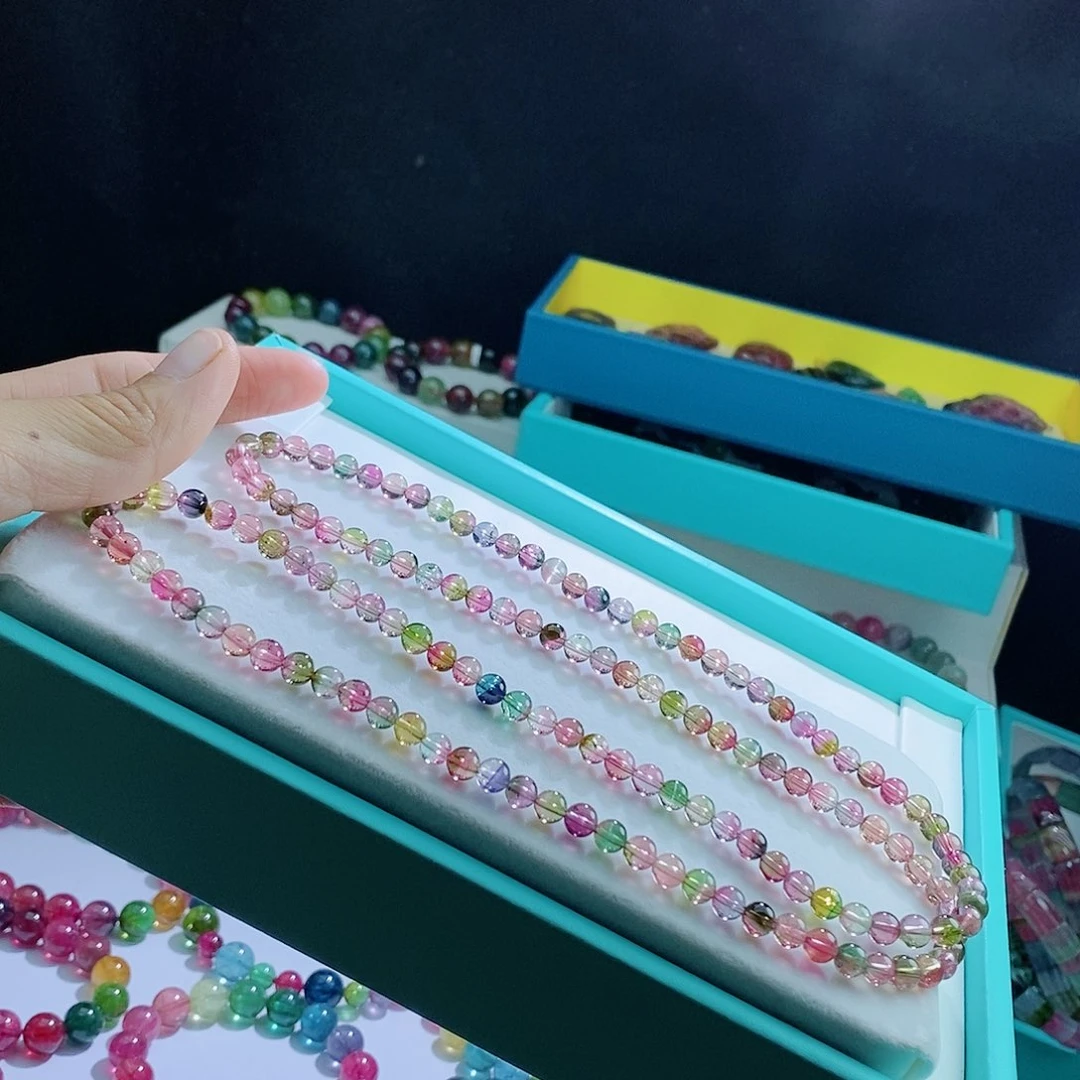 碧玺手链未镶嵌5.6mm四圈手链