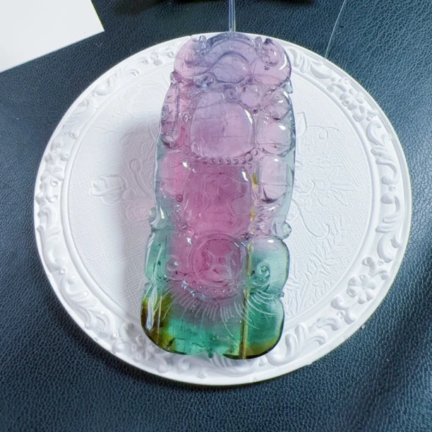 上新～纯天然紫碧玺西瓜碧玺吊坠