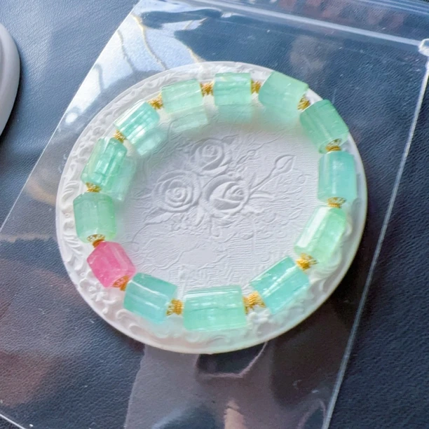 上新～纯天然帕拉伊巴色碧玺方糖手链