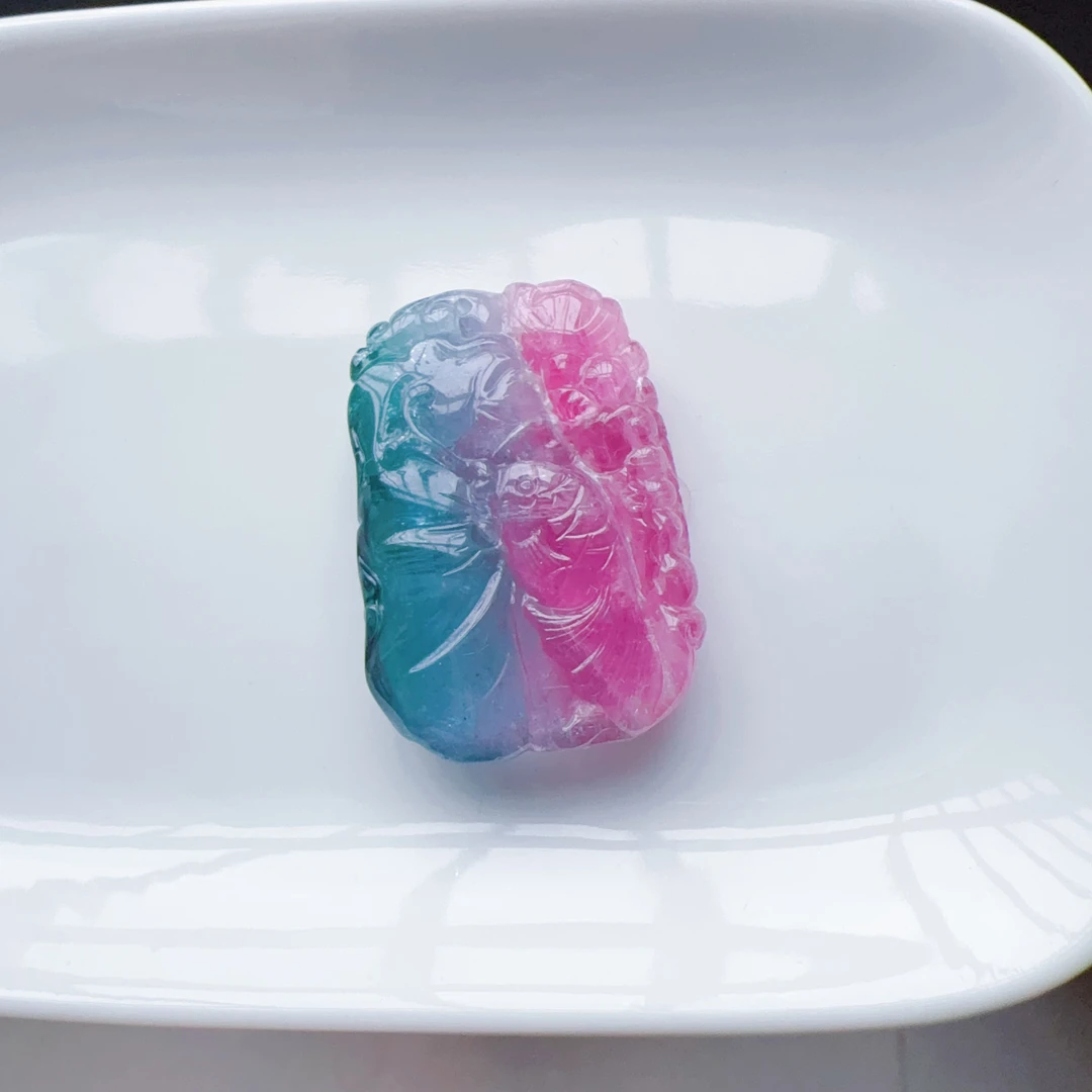 上新～纯天然西瓜碧玺吊坠 年年有余吊坠天然碧玺吊坠