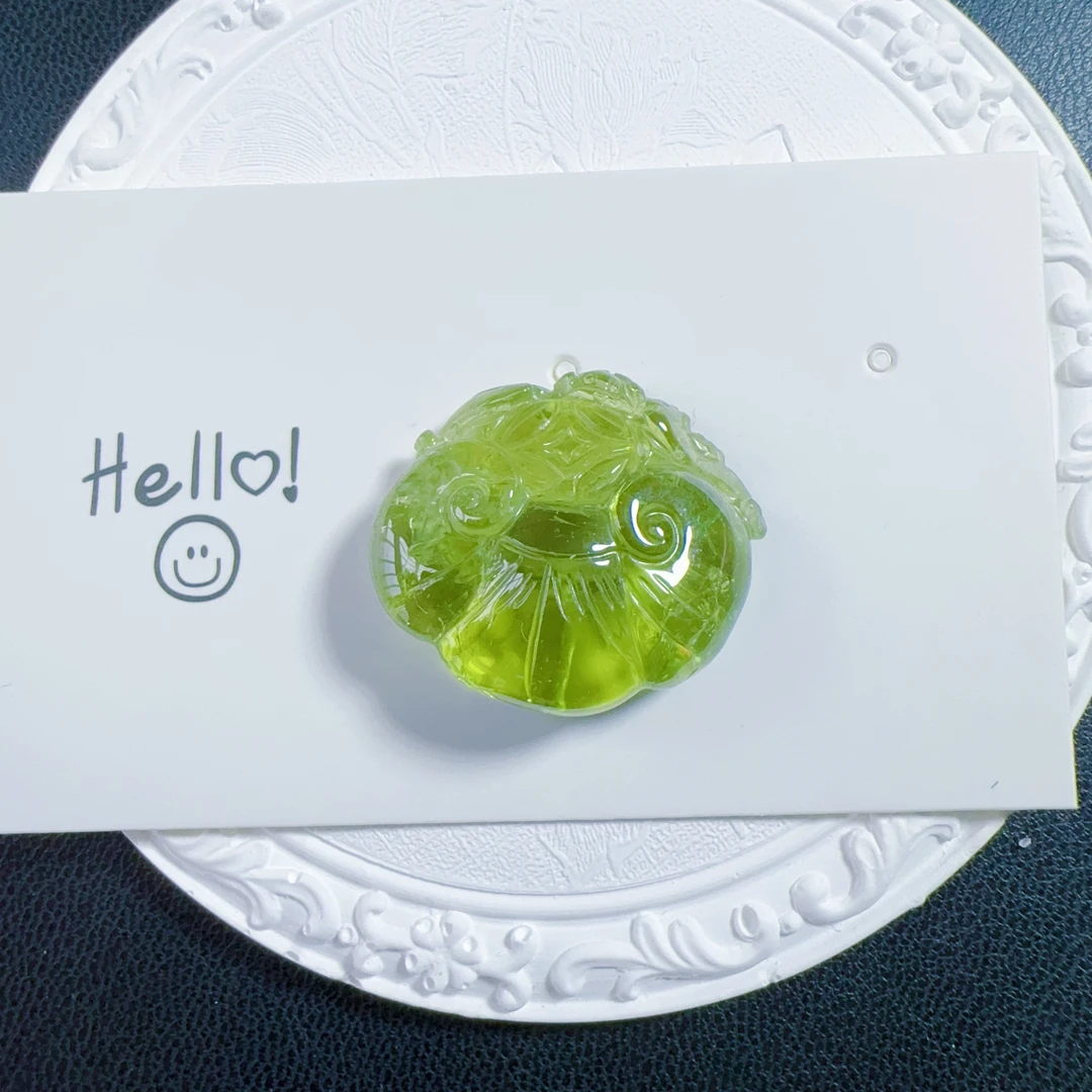 上新～纯天然绿碧玺如意吊坠