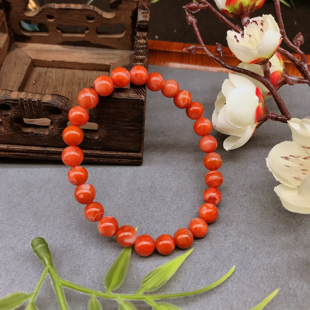 南红红白料手串