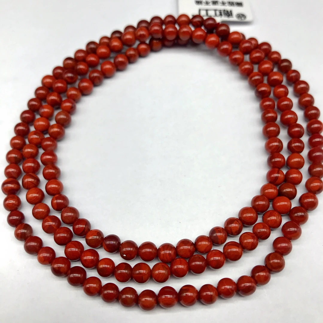 【领源】南红四川瓦西时尚百搭火焰纹精美多圈/珠链4mm（一条）