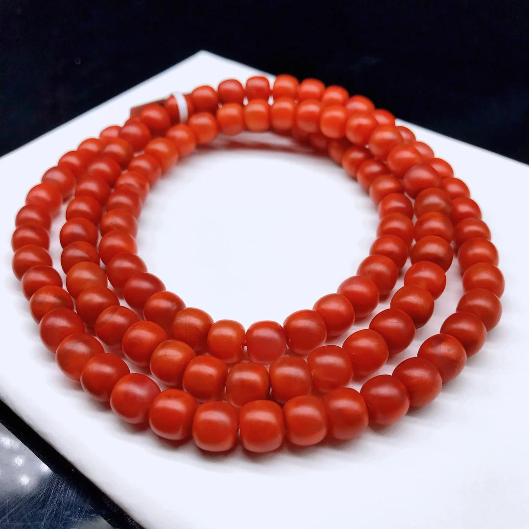 【领源】南红保山高货老型哑光多圈毛衣链8mm（一条）