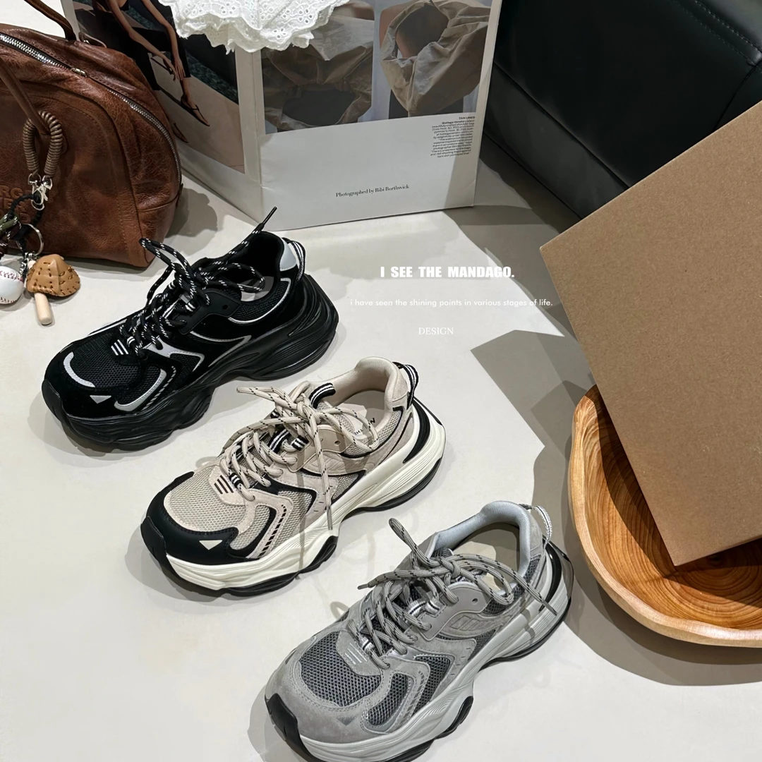 福秒 真皮厚底老爹鞋（跟高7公分）（XZ39088#）爱唯依