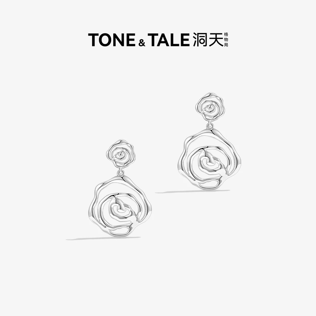 TONE & TALE/洞天 铜合金耳饰 双生玫瑰耳坠小众设计款耳饰百搭