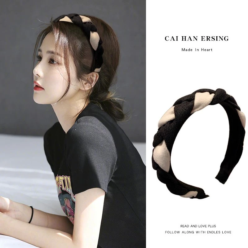 新款编织麻花辫宽边发箍女赫本风高端发卡洗脸压发发简约百搭秋冬