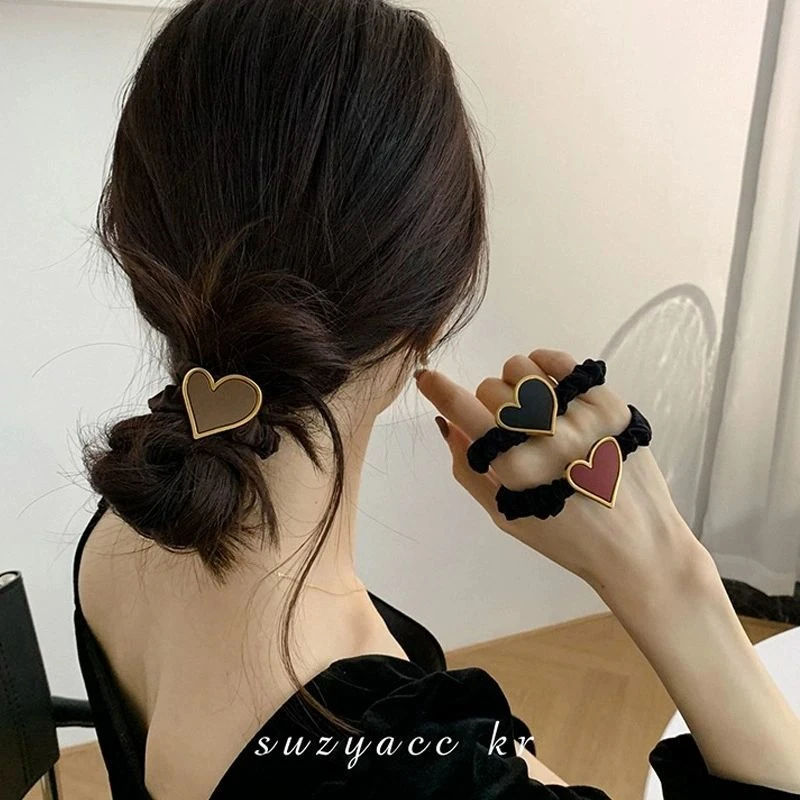 新款韩版好看ins爱心发圈感头绳女气质扎头发绳扎马尾