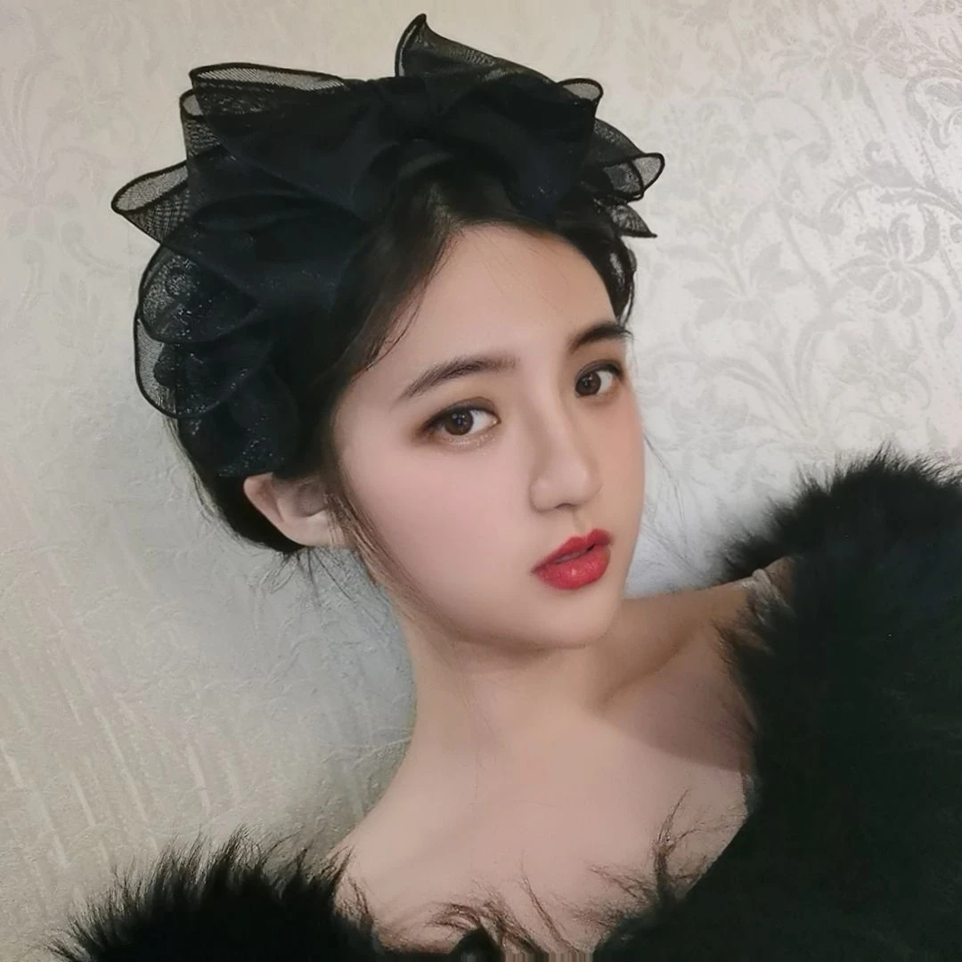 高档黑色蝴蝶结发箍网红蕾丝网纱发箍发卡森系发箍2023新款压发圈