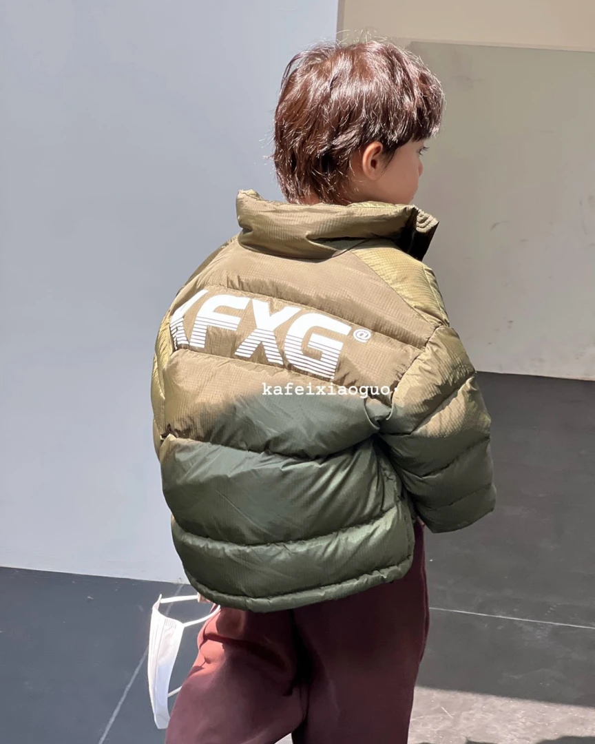 【咖啡小果】 儿童羽绒服 中大童 宽松 韩版 字母休闲90绒KF055