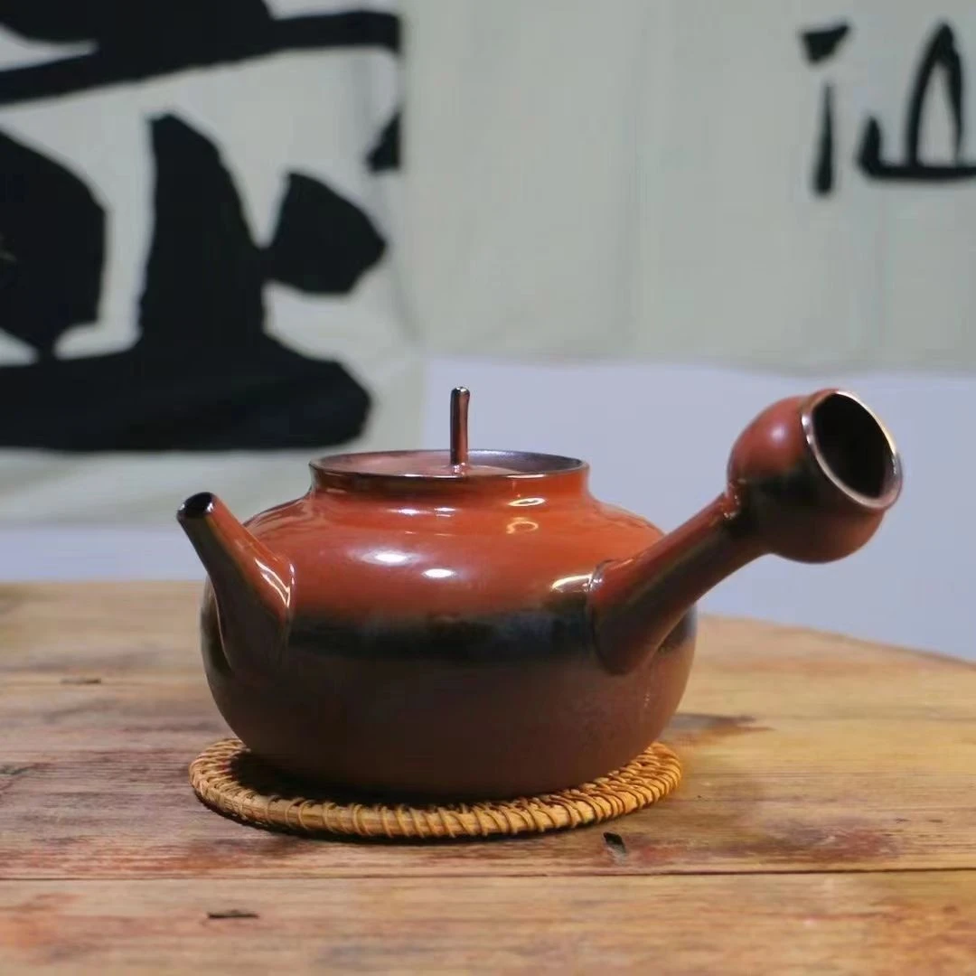 潮州砂铫壶煮水侧把窑变薄胎跳跳盖壶煮茶器功夫茶炭炉电陶炉陶壶