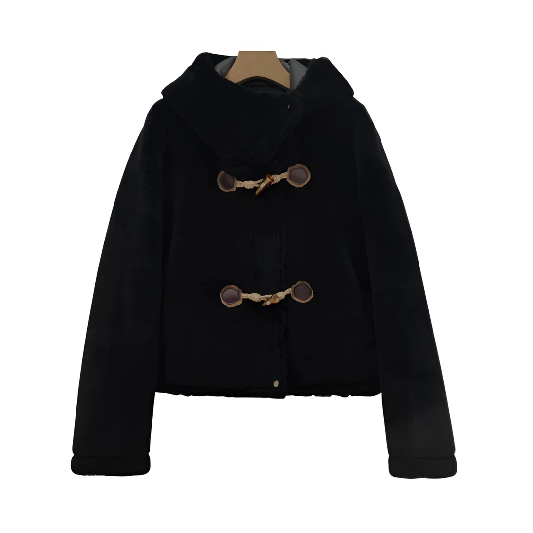 【6087】连帽短外套秋冬秋冬厚外套上衣女外套时尚