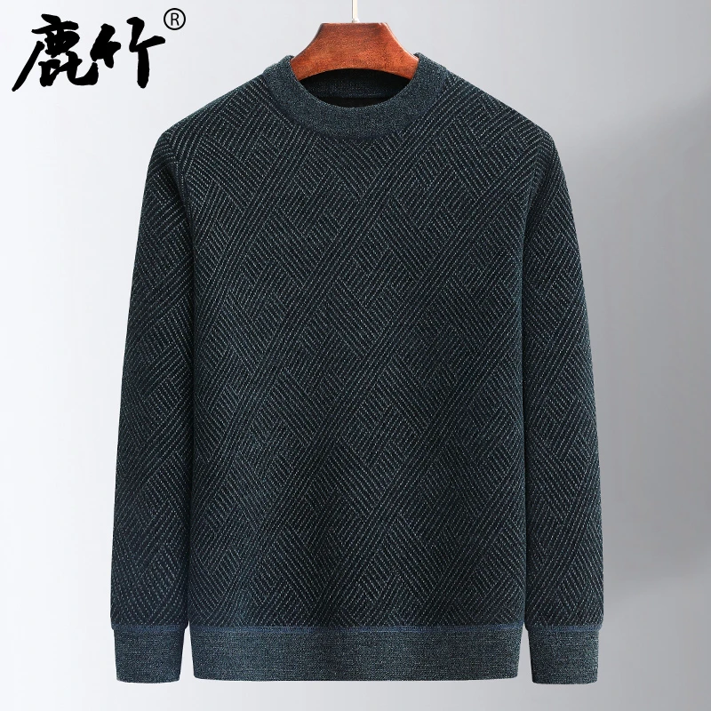 【雪尼尔/加绒加厚】爸爸冬装保暖针织毛衣中老年人男士圆领打底衫