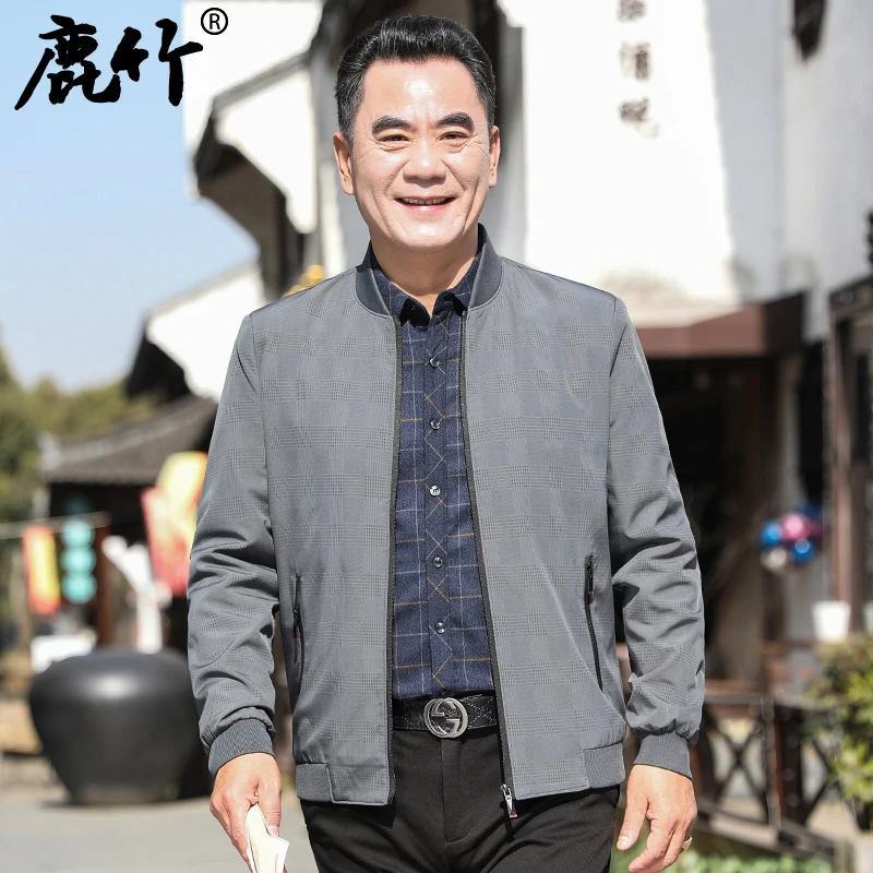 爸爸装秋季新款棒球领外套中年男士休闲夹克衫中老年男装宽松上衣
