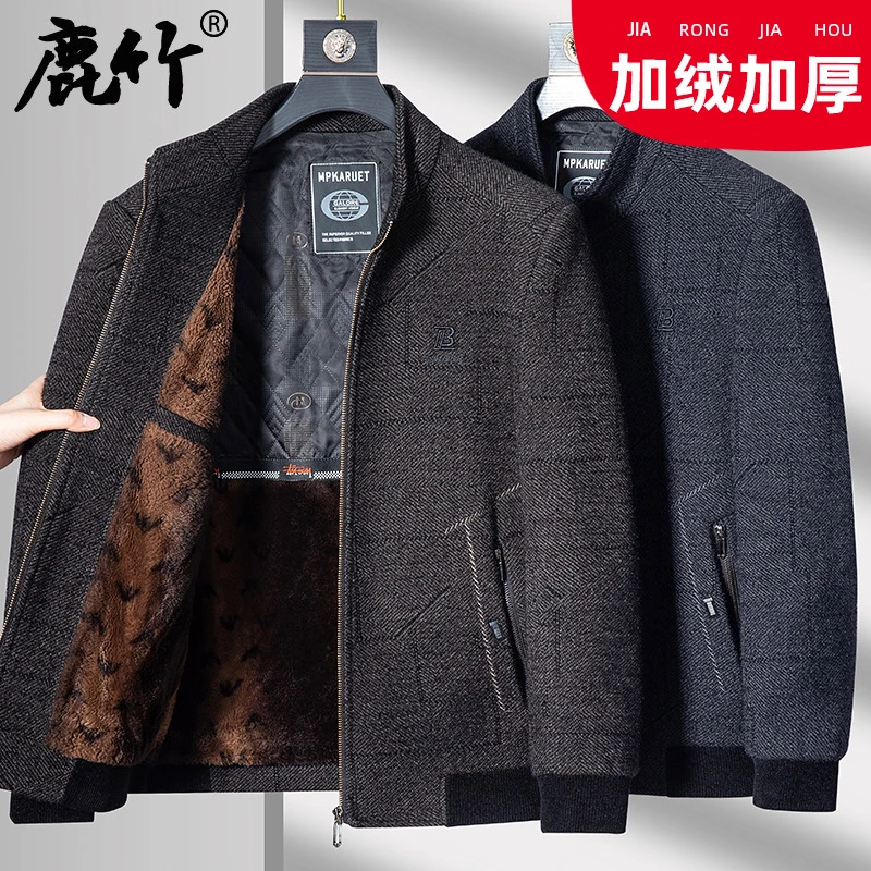【雪尼尔/加绒加厚】爸爸秋冬装爆款保暖夹克中老年男装防寒外套男