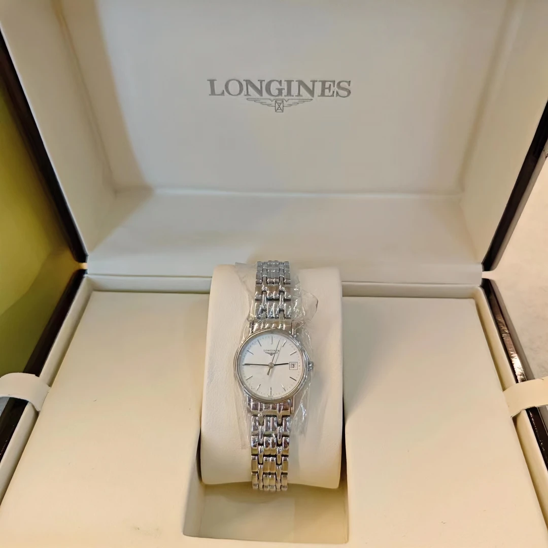 95新 Longines/浪琴 优雅三针白盘日历窗百搭中古女表23盘17腕周