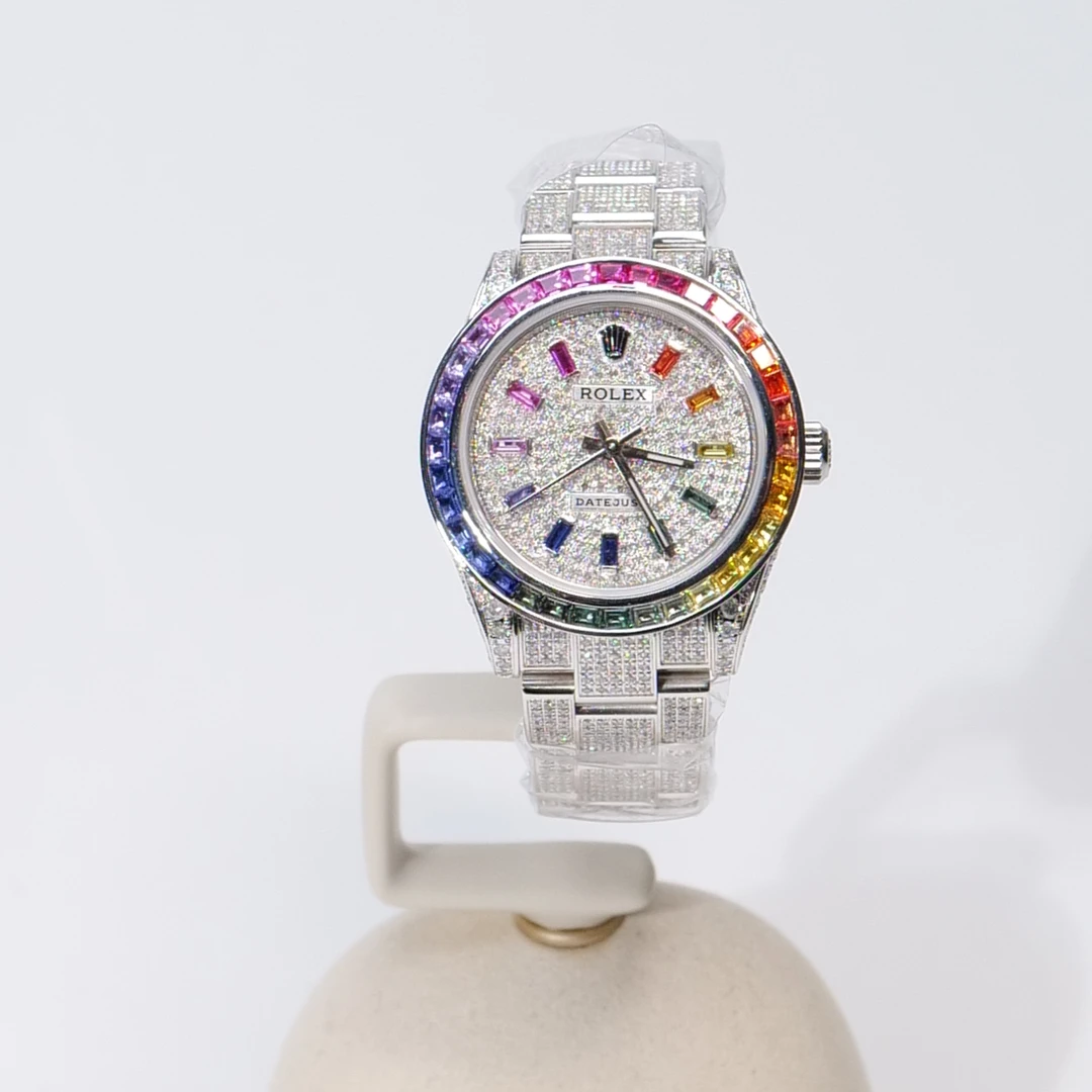 99新 Rolex/劳力士 彩虹满钻彩钻后盘后钻26盘全自动机械