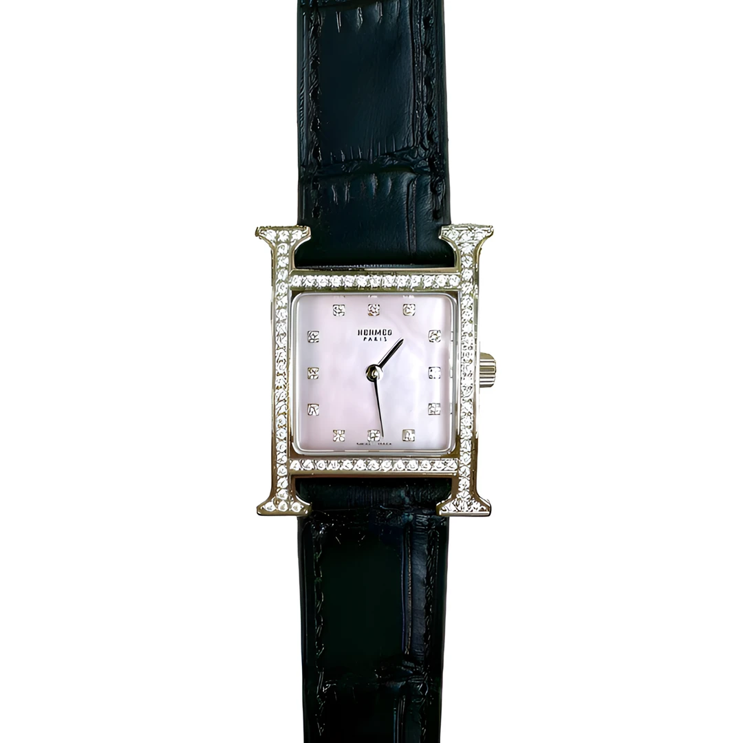 95新 Hermes/爱马仕 H中号白钢贝母盘内盘原钻21*21盘tw