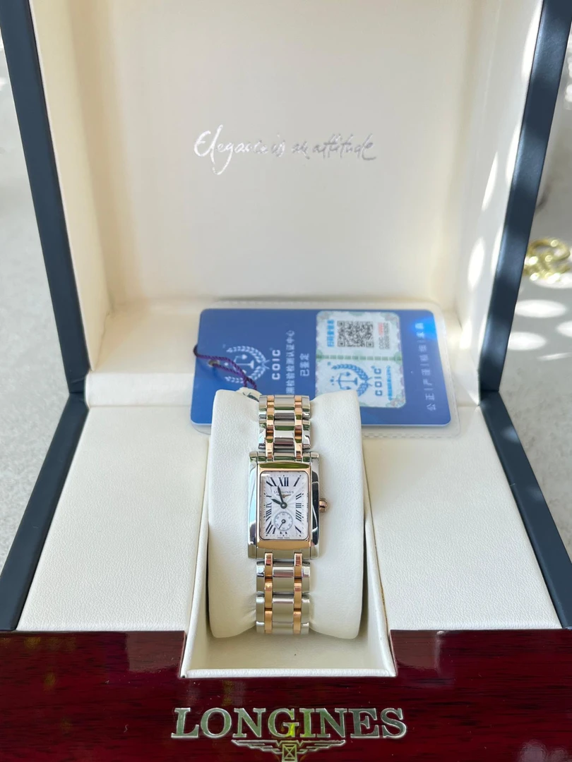 95新 Longines/浪琴 戴卓维纳中号间玫瑰金中古女表20盘14.5腕周