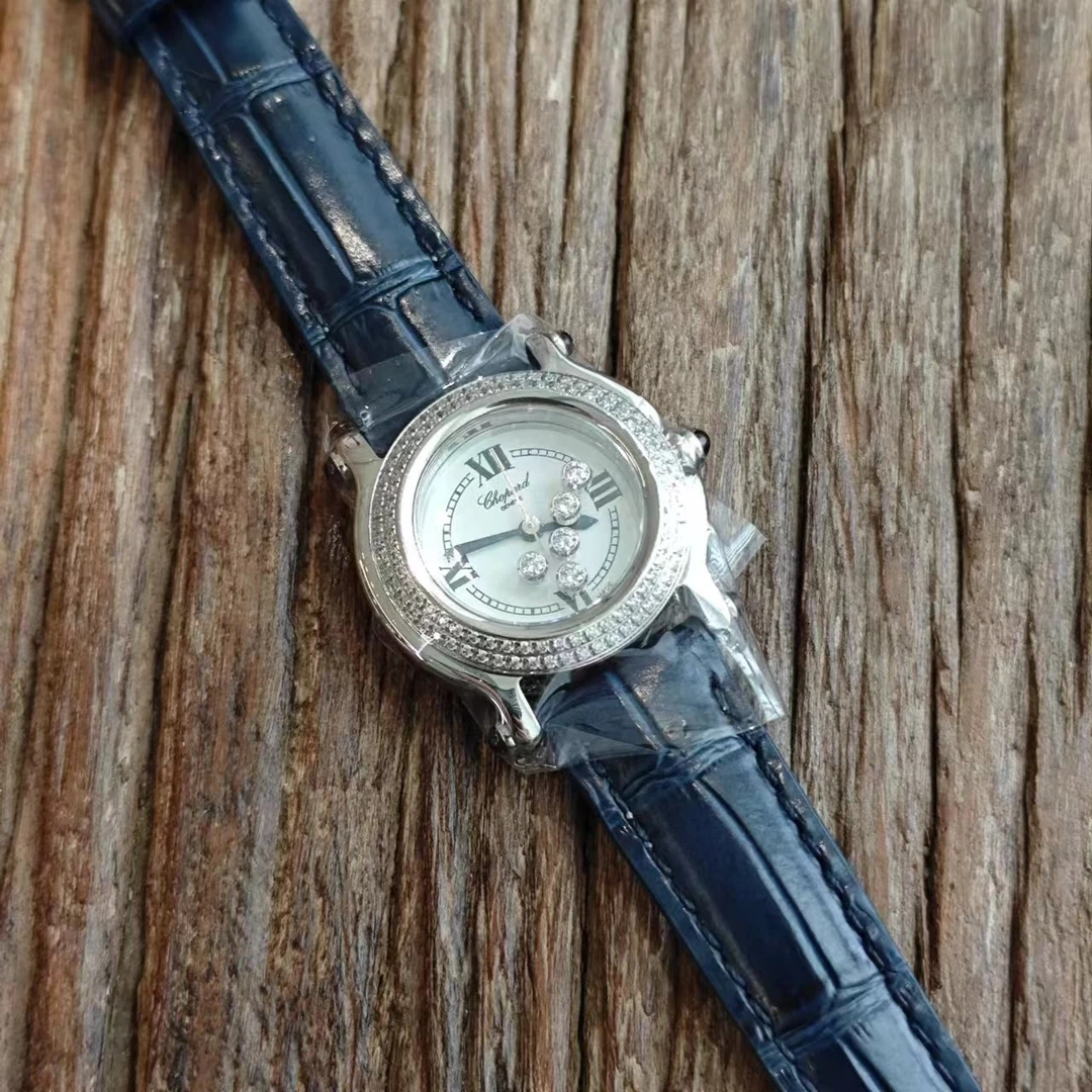 95新 Chopard/萧邦 快乐五钻三针罗马刻白盘优雅时尚中古女表26盘