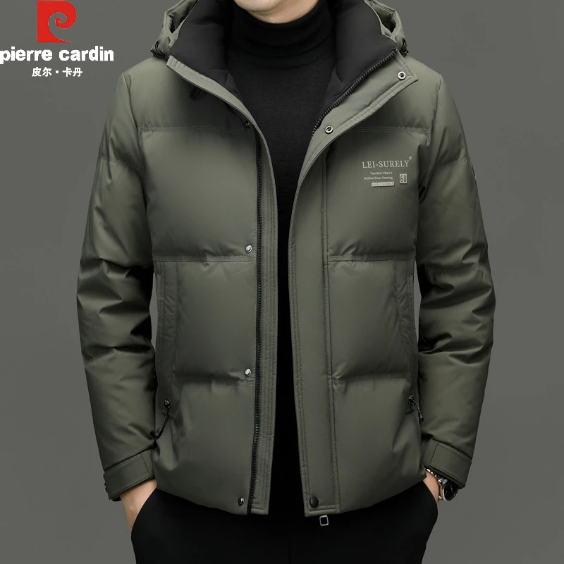 皮尔卡丹羽绒服男士短款休闲防寒保暖可脱卸帽秋冬加厚男鸭绒外套