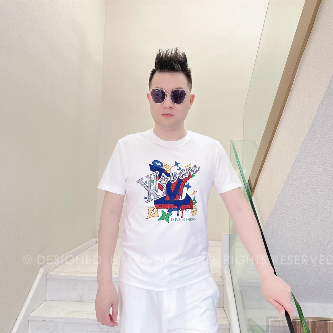 夏季款NL多彩星星字母男士品质高端轻奢洋气上档次短袖t恤潮男装