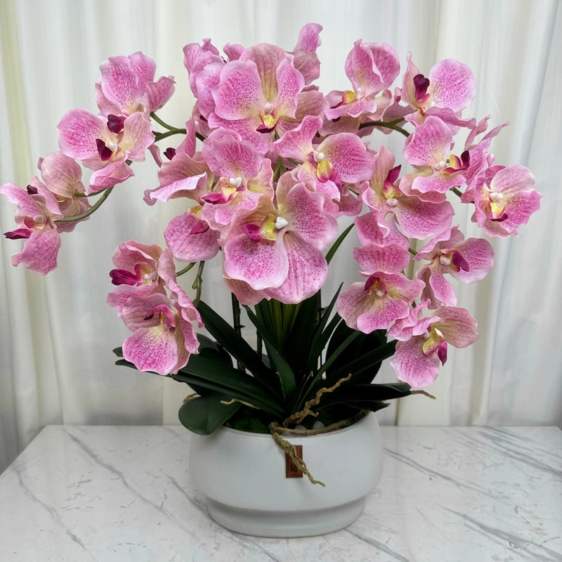 高档仿真花万代兰花开业客厅室内卧室乔迁立体蝴蝶兰桌面摆放假花