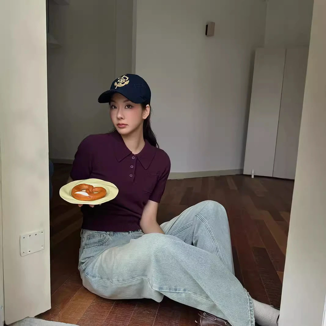 TTOO秋季夏季新款上衣ol百搭高级减龄短款羊毛衫衫短袖恤女显瘦