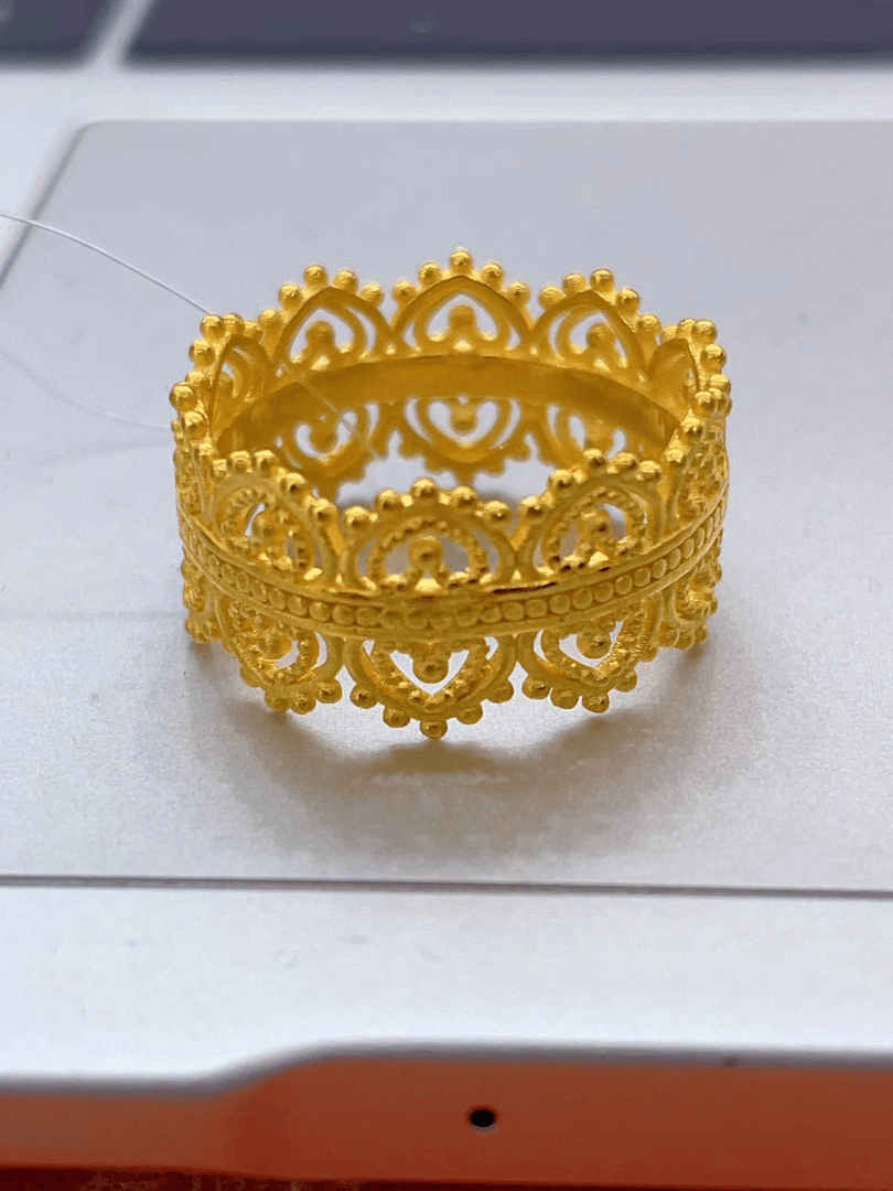 【赛菲尔万足】足金999.9皇冠戒指17圈口