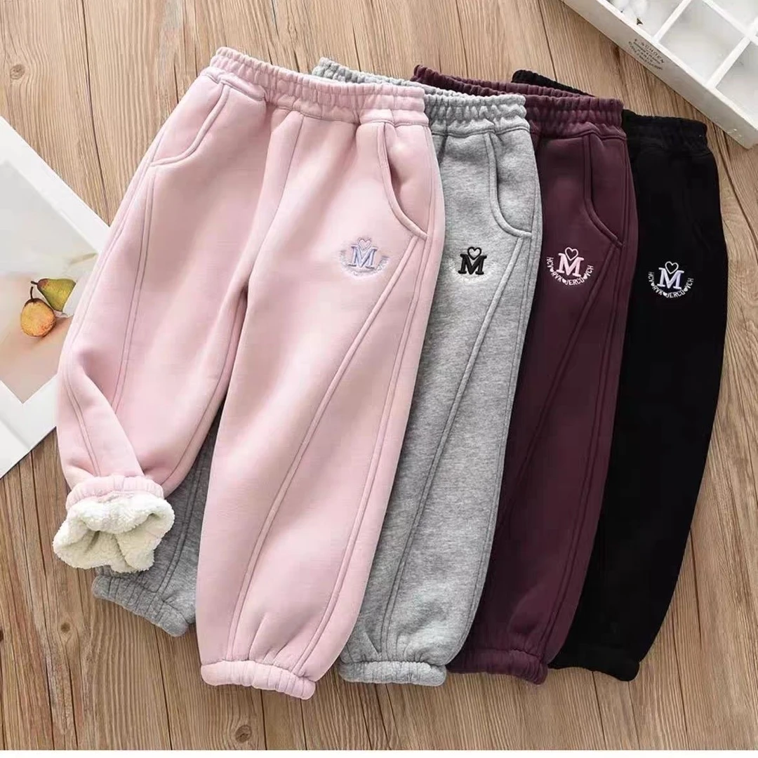 女童裤子冬季外穿加绒加厚一体绒2025新款中大童冬款冬天长裤卫裤