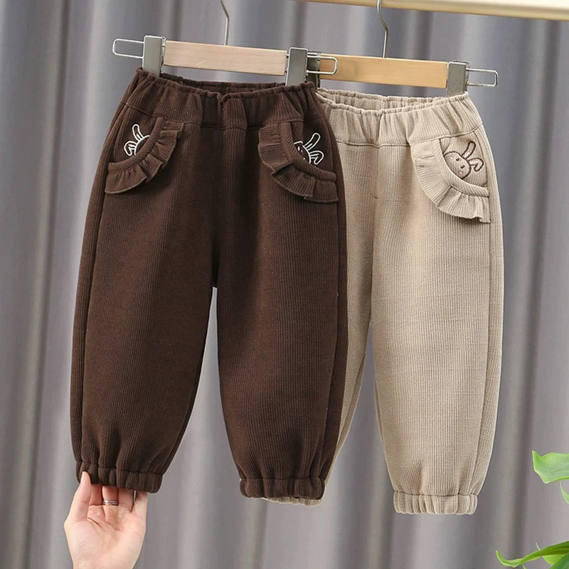 女童裤子春秋外穿2025新款女宝宝中小儿童秋冬季长裤一体加绒加厚