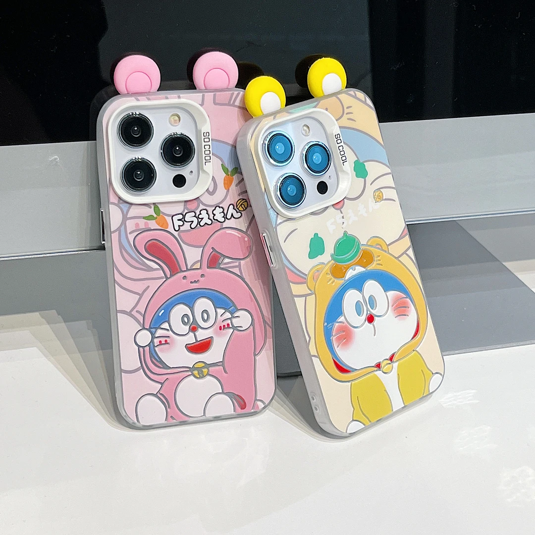 可爱哆啦适用苹果15简约iPhone14手机壳华为70小米OPPOVIVO小众